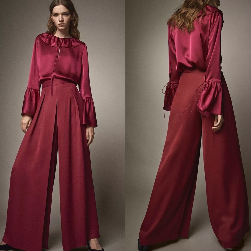 Massimo Dutti Palazzo extreme Flare Pleated Pant size 6